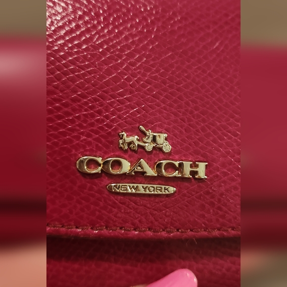 VINTAGE Coach New York Long Slim Flap Leather Wallet with Zip 8 X 4.25 Red